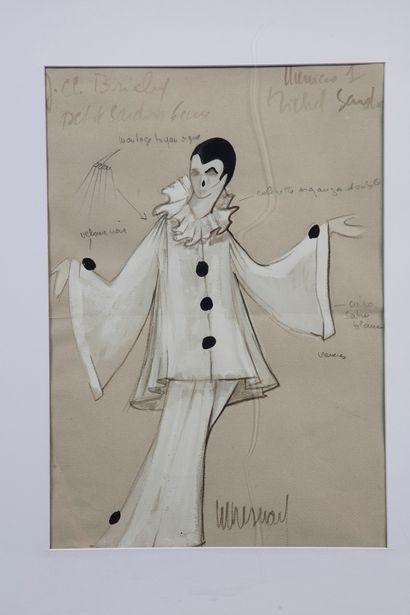 null JEAN-CLAUDE BRIALY (1933/2007)
1 dessin original d'une tenue de Pierrot créée...