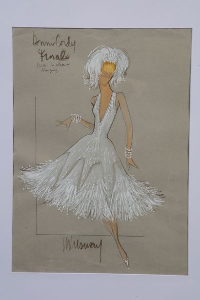 null ANNIE CORDY (1928)
2 dessins originaux de 2 tenues créées par le styliste
Michel...