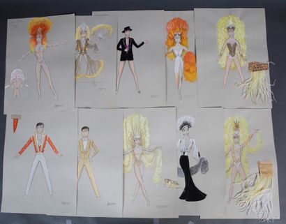 1 set of 36 original drawings of outfits...