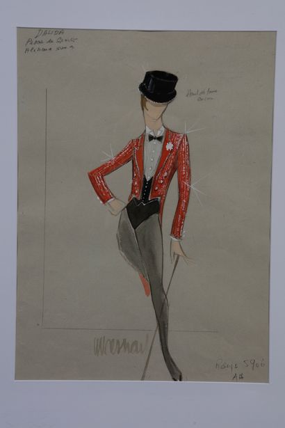 null DALIDA
2 original drawings of 2 outfits created by the stylist
Michel Fresnay...