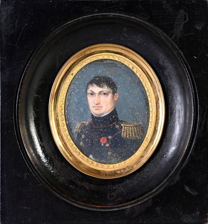 École française du début du XIXe siècle. Portrait of an artillery colonel, knight...