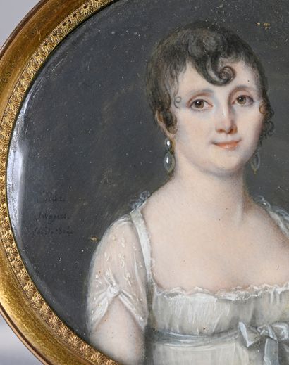 Elisabeth SWAGERS, née Méri (c. 1775-1837) Portrait miniature rond, signé et daté...