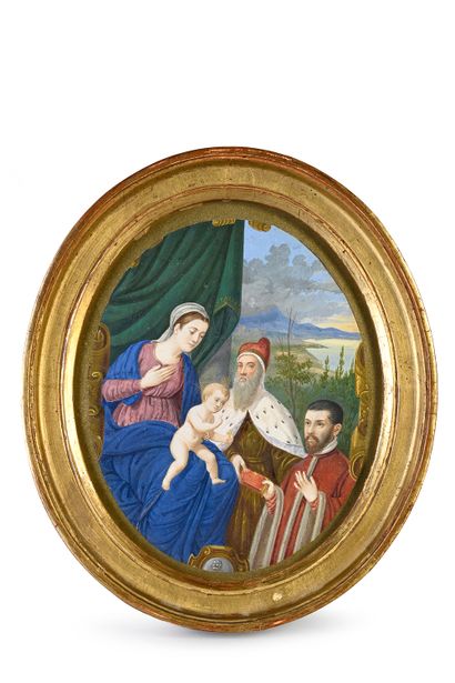 null Rare 16th century Venetian illumination.
Frontispiece of a Committimus painted...