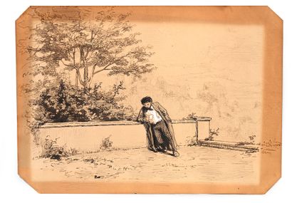 Paul GAVARNI (1804-1866) Small tradeWatercolor signed in lower right Gavarni and...