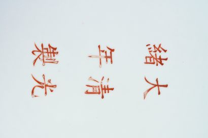 CHINE, Marque et époque Guangxu, XIXe siècle Important plat à paroi arrondie en porcelaine...