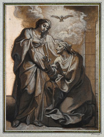 Claude SIMPOL (Clamecy 1666 - Paris 1711) La rencontre de la Vierge et de Sainte...