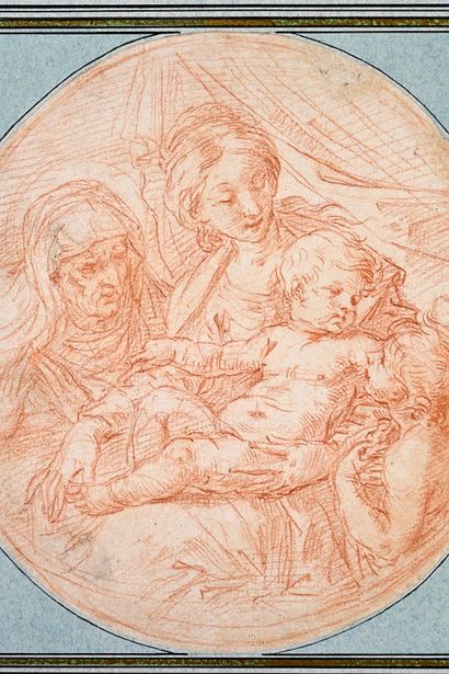 Simone CANTARINI (Pesaro 1612 - Verone 1648) Virgin and Child with Saint John the...
