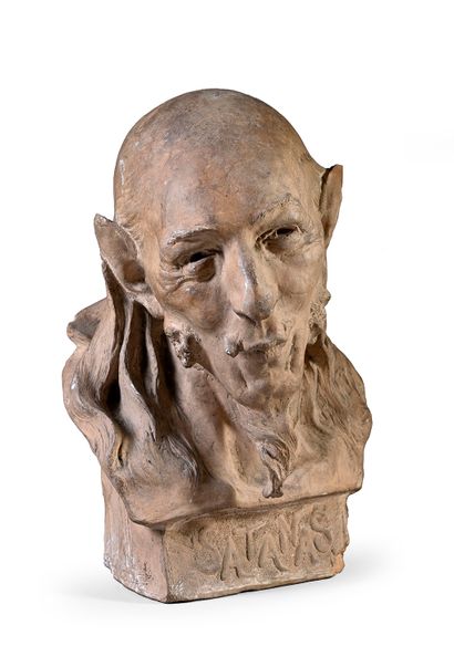 Théodore RIVIERE (1857 - 1912) Satanas
Sculpture en terre cuite signé sur le côté...