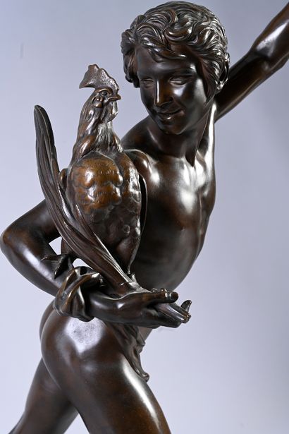 Alexandre Falguière (1831-1900) Le vainqueur au combat de coq
Sculpture en bronze...