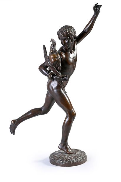 Alexandre Falguière (1831-1900) Le vainqueur au combat de coq
Sculpture en bronze...