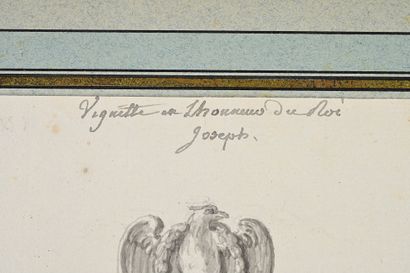 Hilaire THIERRY (actif vers 1800-1825) Vignette en l'honneur du roi Joseph Bonaparte
Plume...