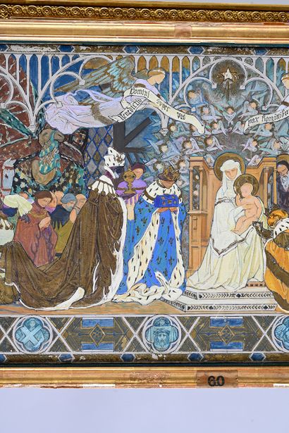 Octave Denis Victor GUILLONNET (1872-1967) Decorative project : The Magi Oil on paper...
