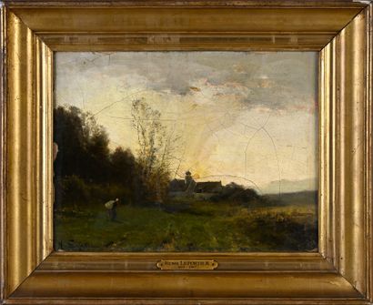 Henri Lefortier (1819-1987) L'effet du soir 
Huile sur toile signée en bas à gauche,...