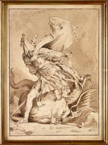 Ecole anglaise du XVIIIe siècle Jason and the Dragon after Salvator Rosa
Pen and...