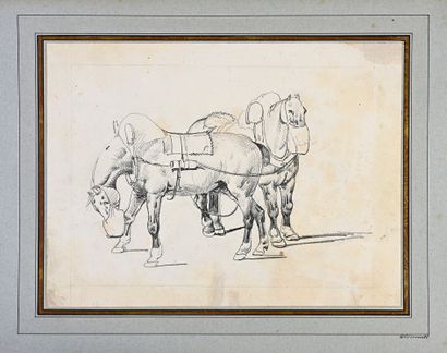 Théodore GERICAULT (Rouen 1791 - Paris 1824) Recto : deux chevaux
Verso : quatre...