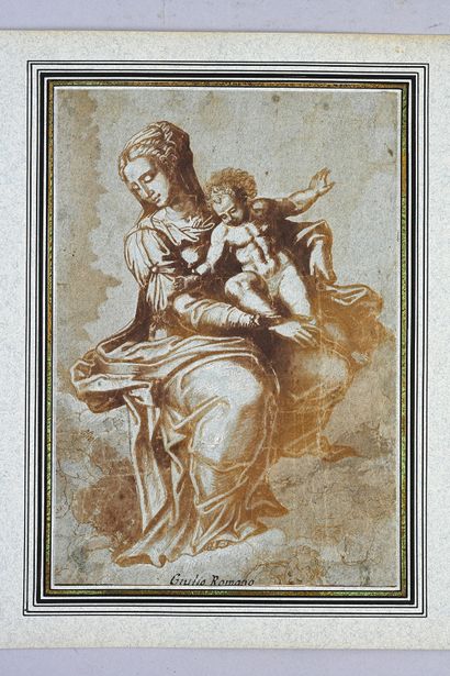 Entourage de Giulio PIPPI dit Jules ROMAIN (Rome 1492 - Rome 1546) Vierge à l'Enfant
Plume...