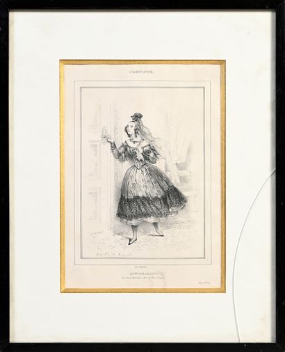 Paul GAVARNI (1804-1866) Madame de Jazet Engraving representing the artist in her...