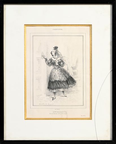 Paul GAVARNI (1804-1866) Madame de Jazet Gravure représentant l'artiste dans son...