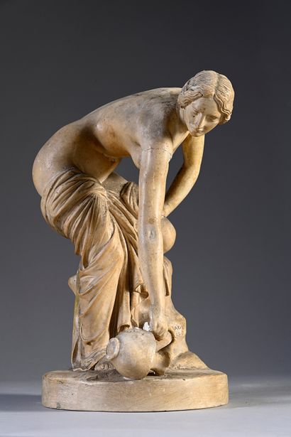 James PRADIER (1790 - 1852) Venus au bain Sculpture en plâtre signée et datée J....