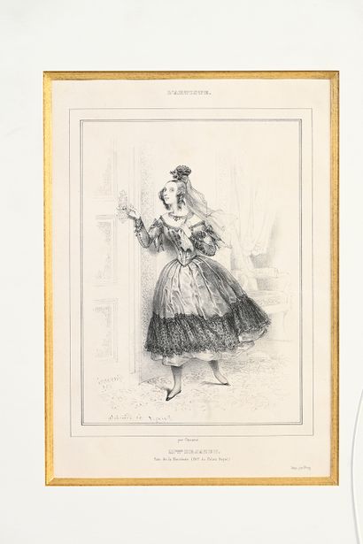 Paul GAVARNI (1804-1866) Madame de Jazet Gravure représentant l'artiste dans son...