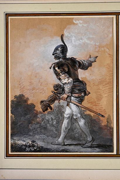 Norblin de la GOURDAINE (Misy-sur-Yonne 1745 - Paris 1830) A pair of studies of soldiers,...