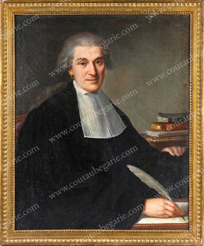 NOURY Jacques (1747-1832). Paire de portraits représentant Luc Tavigny du Lomprey...