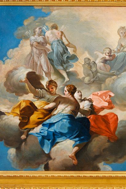 École NAPOLITAINE, vers 1730 L'apothéose de Vénus, accompagné d'Amour, dans son char
Huile...