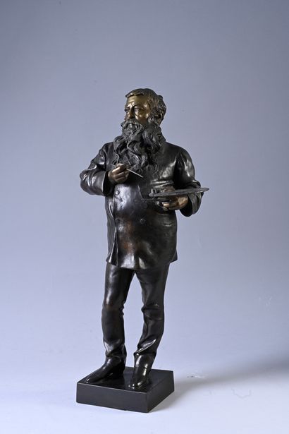 Vincenzo GEMITO (1852 - 1929) Portait d'Ernest Meissonier
Bronze, à patine brun-nuancée,...