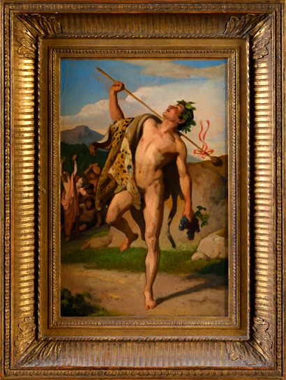 Thomas COUTURE (1815 - 1879) Scene of bacchanal
Oil on canvas
H. 37 cm - L. 24,5...