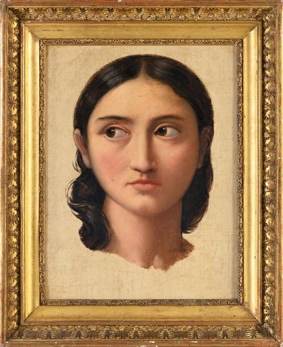 École FRANÇAISE du XIXe siècle Portrait de femme en buste
Huile sur toile (ré-entoilée)
Porte...