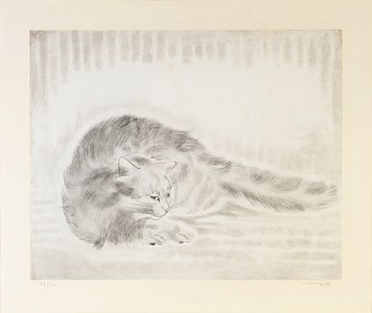 Léonard Tsuguharu FOUJITA (1886-1968) Lying Cat, from Les Chats, 1929
Etching and...