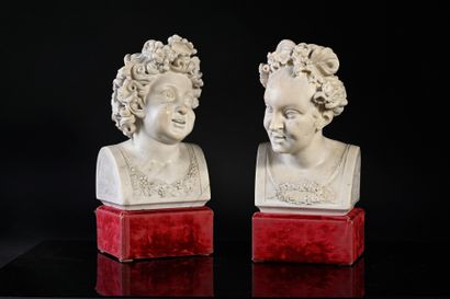 Jean RAON (1630 - 1707) Spring and Summer
Pair of busts in white marble.
H. 27 cm
Louis...