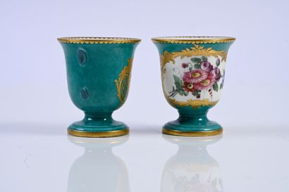 null Rare pair of ice cups with green background from a small service delivered in...