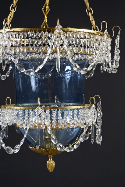 Lantern out of blued glass decorated with...
