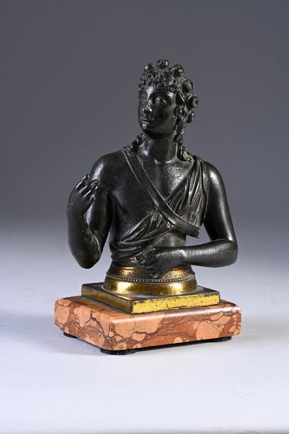 null Bust of Eros in bronze with black patina; hair decorated with a crown of roses.
Northern...