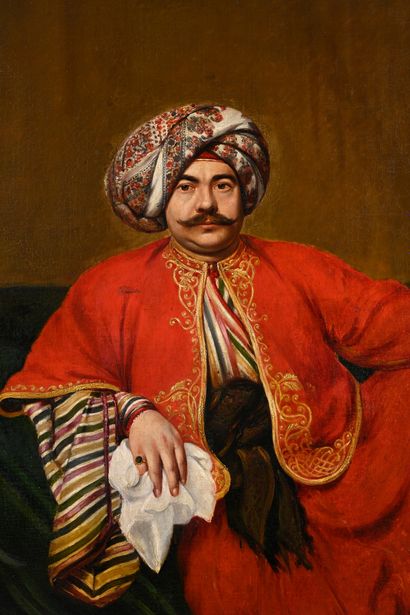 Ecole FRANÇAISE vers 1830/1840 Portrait of a man in Ottoman dress
Oil on canvas.
122...