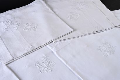 null Three pairs of pillowcases in thread, late nineteenth century.
Square pillowcases...