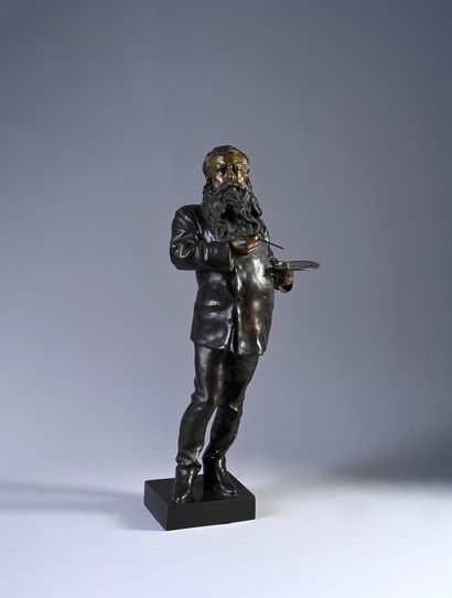 Vincenzo GEMITO (1852 - 1929) Portait d'Ernest Meissonier
Bronze, à patine brun-nuancée,...