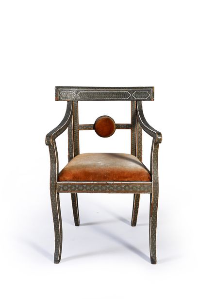 Oriental armchair with Mogul decoration of...