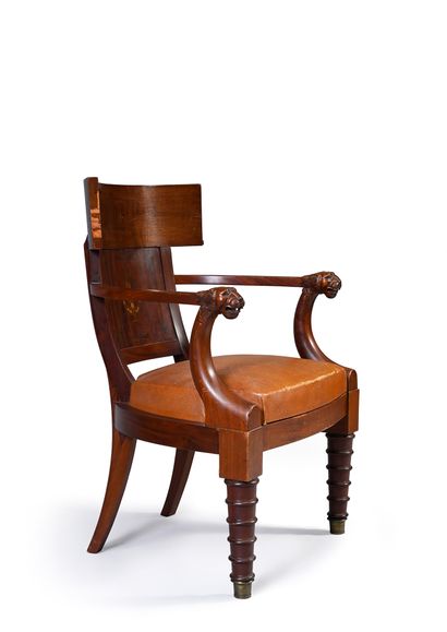 Mahogany and mahogany veneer desk chair with...