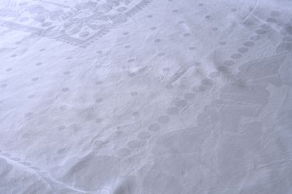 null Damask tablecloths, with embroidered crown of Duke and peer of France, 2nd half...