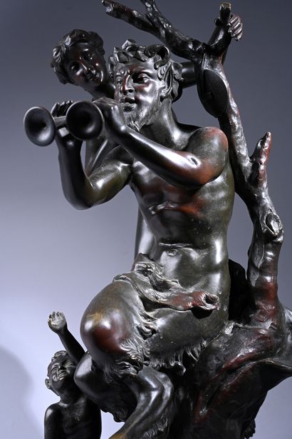 Claude Michel dit Clodion (1738-1814), d'après Satyre et Bacchante
Groupe en bronze...