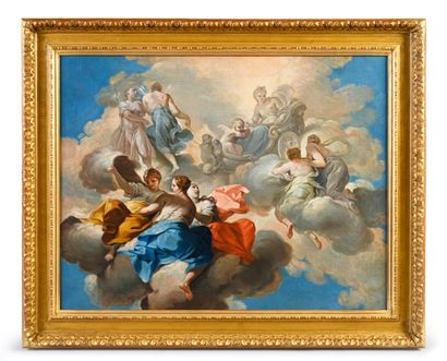 École NAPOLITAINE, vers 1730 The apotheosis of Venus, accompanied by Love, in her...