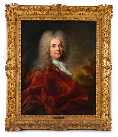 Atelier de Nicolas de LARGILLIÈRE (1656-1746) Portrait d'un gentilhomme au manteau...