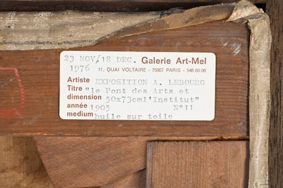 Albert LEBOURG (1849 - 1928) La Seine, le pont des Arts et l'Institut
Huile sur toile.
Signée...