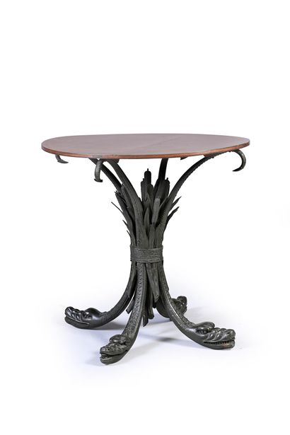 Pedestal table with sea monsters and reeds...
