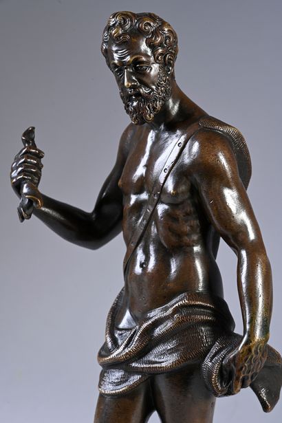null Statue en bronze figurant Henri IV en Jupiter, représenté debout, un aigle à...