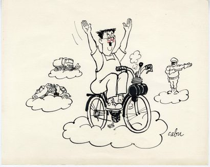 null COLUCHE (1944/1986) / CABU (1938/2015): Un dessin original de Cabu représentant...