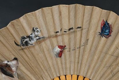 null "Nuova codice", circa 1882
Large fan, the cloth sheet painted on one side with...