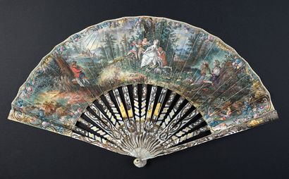 null Under the spell, Europe, circa 1760 
Folded fan, the leaf made of skin, lined...